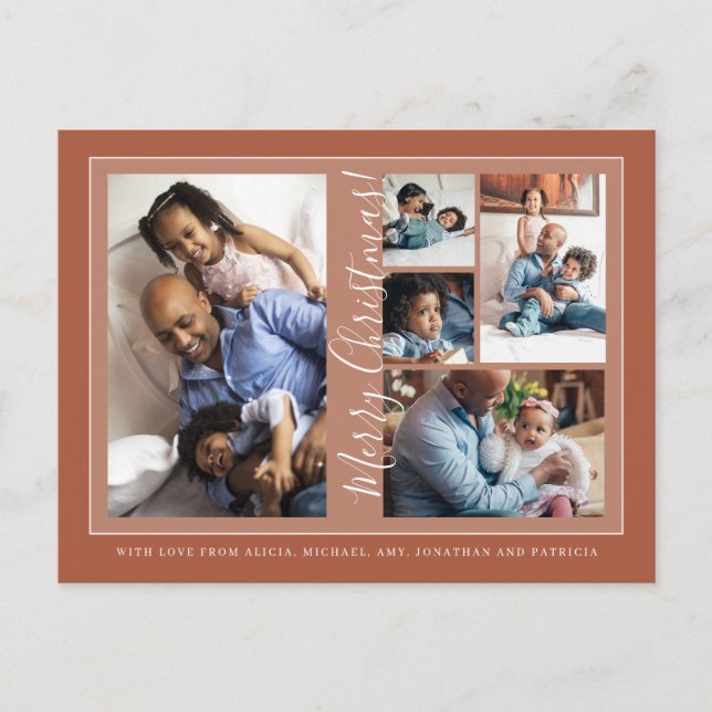 Cartão Postal De Festividades Roteiro de Feliz Natal 5 - Colagem Teracotta (Frente)