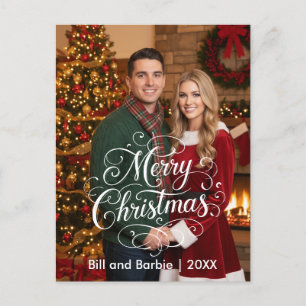 Cartão Postal De Festividades Roteiro Feliz Casais de Natal Frente de Foto