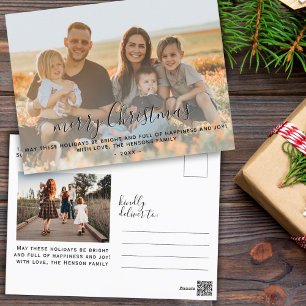 Cartão Postal De Festividades Roteiro Moderno de Feliz Natal Família Foto Comple