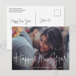 Cartão Postal De Festividades Roteiro Simples e Elegante Foto Ano Novo Moderno