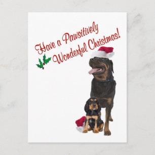 Cartão Postal De Festividades Rottweiler Christmas Wishes