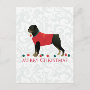 Cartão Postal De Festividades Rottweiler Design de Natal Feliz