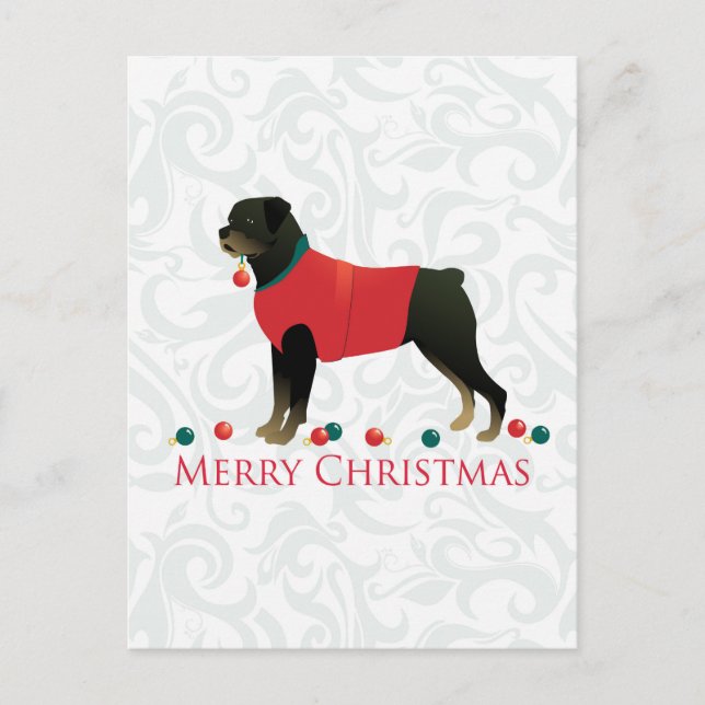 Cartão Postal De Festividades Rottweiler Design de Natal Feliz (Frente)