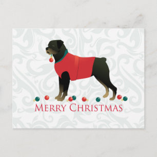 Cartão Postal De Festividades Rottweiler Design de Natal Feliz