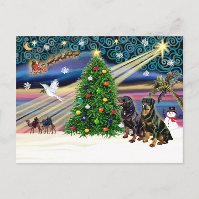 Cartão Postal De Festividades ROTTWEILERS Mágicos Xms-2 (Frente)