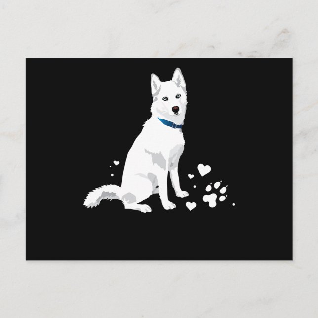 Cartão Postal De Festividades Rouco Siberian Husky Sweet White Snow Dog (Frente)