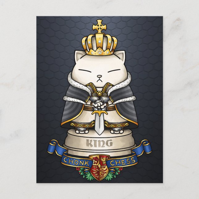 Cartão Postal De Festividades Royal Cat Chess King Piece (Frente)