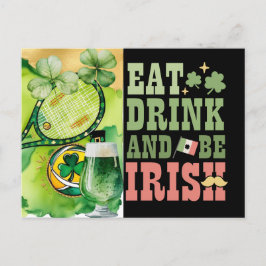 Cartão Postal De Festividades Rua, coma bebida no dia de Patrick para tênis play
