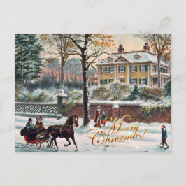 Cartão Postal De Festividades Rua de Inverno Vintage Feliz Natal