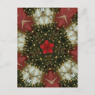 Cartão Postal De Festividades Rua de Natal Verde Dourado com Estrela Vermelha