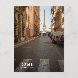Cartão Postal De Festividades Rua de Paralelepípedos e Vista do Obelisco Roma It