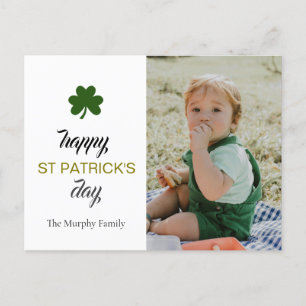Cartão Postal De Festividades Rua de shamrock com sorte minimalista. Foto do dia