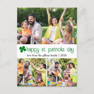 Cartão Postal De Festividades Rua. Dia do patrick Família Green Shamrocks Foto