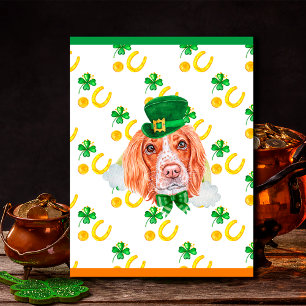 Cartão Postal De Festividades Rua Inglês Springer Spaniel Shamrock. Dia dos Patr