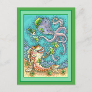 Cartão Postal De Festividades Rua, PEIXE DE PADDY E CADEIRAS OCTOPUS À CERVEJA 