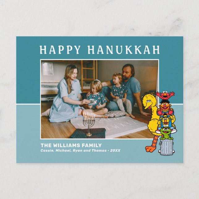 Cartão Postal De Festividades Rua Sésamo | Feliz Hanukkah (Frente)