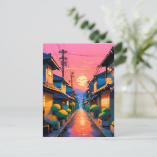 Cartão Postal De Festividades Ruas Huges, Brilhos Quentes na Rua Japonesa
