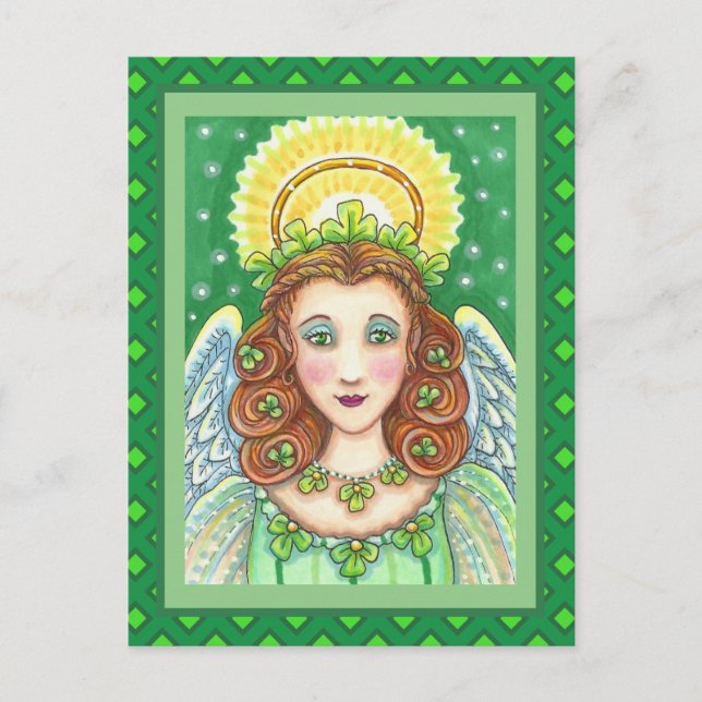 CARTÃO POSTAL DE FESTIVIDADES RUAS. O DIA DE PATRICK SHAMROCK ANGEL, IRLANDÊS BL (Frente)