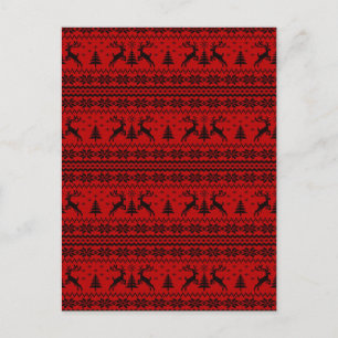 Cartão Postal De Festividades Ruby Red Reindeer Sweater A Olhar O Natal