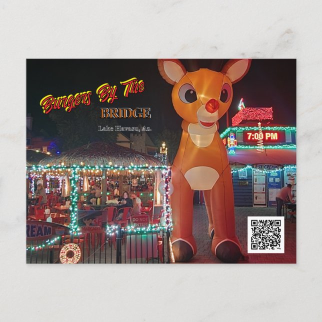 Cartão Postal De Festividades Rudolph na Burgers pela Ponte (Frente)