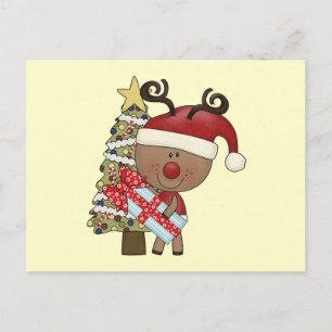 Cartão Postal De Festividades Rudy Reindeer Holiday Tree