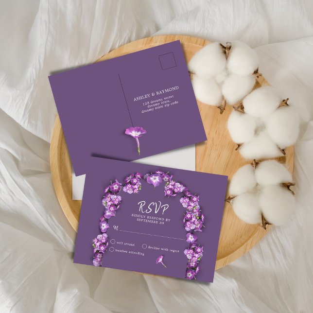 Cartão Postal De Festividades Rum Arch do Lilac Rum Rum Púrpura Elegante Florais (Criador carregado)