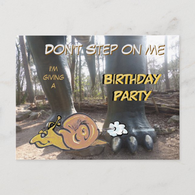 Cartão Postal De Festividades Running Snail Cartoon Birthday Invitation Postcard (Frente)