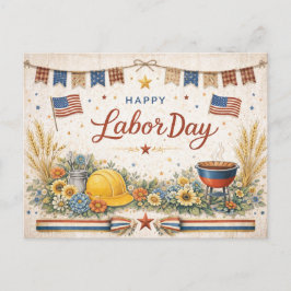 Cartão Postal De Festividades Rustic Americana Happy Labor Day