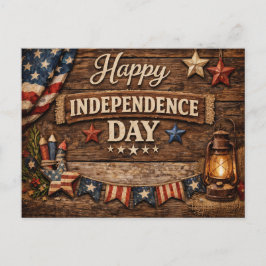 Cartão Postal De Festividades Rustic Americana Independence Day