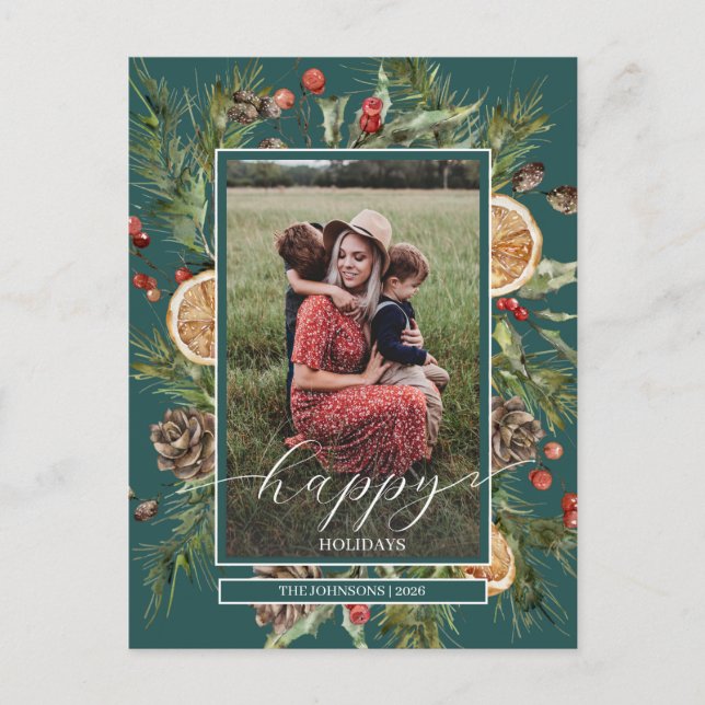 Cartão Postal De Festividades Rustic Floral 2 Foto (Frente)