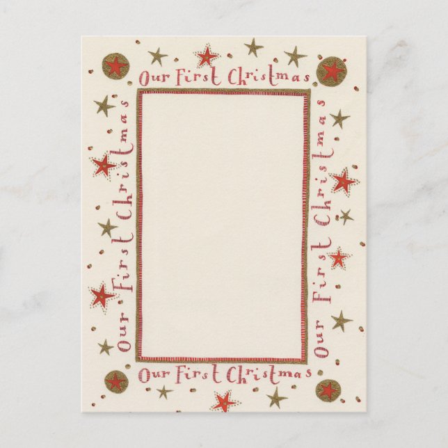 Cartão Postal De Festividades Rustic nosso primeiro cartão de Natal (Frente)