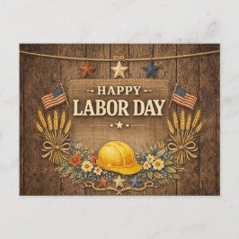 Cartão Postal De Festividades Rustic Patriotic Barnwood Happy Labor Day