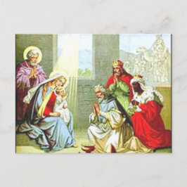 Cartão Postal De Festividades Sábios Na Natividade