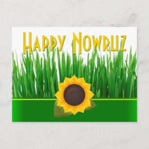 Cartão Postal De Festividades Sabzeh Verde Girassol Ano Novo Iraniano Nowruz