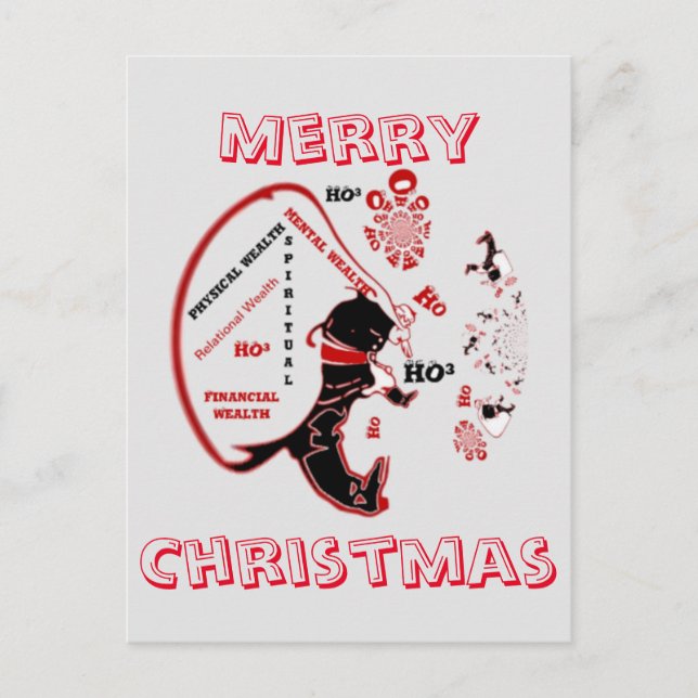 Cartão Postal De Festividades Saco do Papai Noel Rico: Hohoho Mental, Espiritual (Frente)