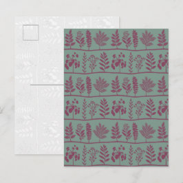 Cartão Postal De Festividades Sage e Fruta Botânica Folk Moderna Mini Arte