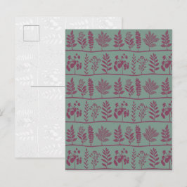 Cartão Postal De Festividades Sage e Mirtilo Mini Arte Botânica Folk Moderna