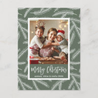 Sage Green | Pine Branch Merry Christmas Photo