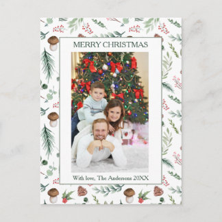 Cartão Postal De Festividades Sage Green Single Picture Holiday Postcard