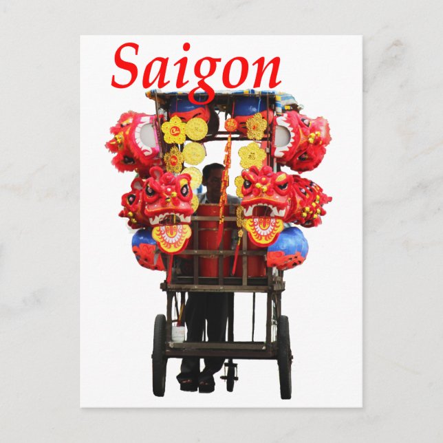 Cartão Postal De Festividades Saigon Vietnam - dança do Leão Feliz ano novo 2024 (Frente)
