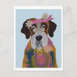 Cartão Postal De Festividades Saint Bernard Hippie
