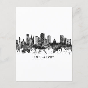 Cartão Postal De Festividades Salt Lake City Utah Skyline BW