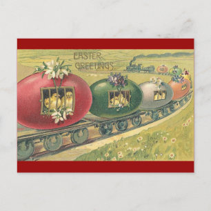 Cartão Postal De Festividades Salto no trem de Ovos da Páscoa!