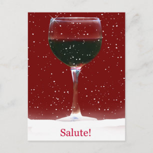 Cartão Postal De Festividades Salute Wine Snow Chee Happy Holiday Postcard