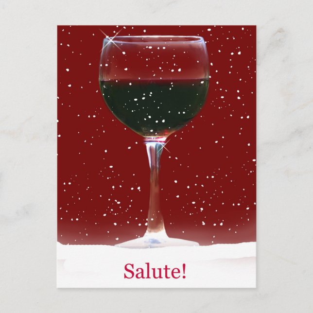 Cartão Postal De Festividades Salute Wine Snow Chee Happy Holiday Postcard (Frente)