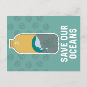 Cartão Postal De Festividades Salve nossos oceanos // Sensibilização para as m