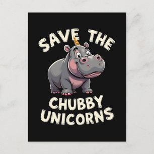 Cartão Postal De Festividades Salve O Chubby Unicórns Rhino Animal Rights