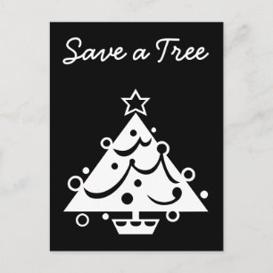 Cartão Postal De Festividades Salve uma estrela de árvore de Natal em preto e b