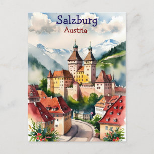 Cartão Postal De Festividades Salzburgo com o Castelo na Áustria