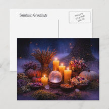 Samhain com Velas Folhagem de Outono Cristal Flore